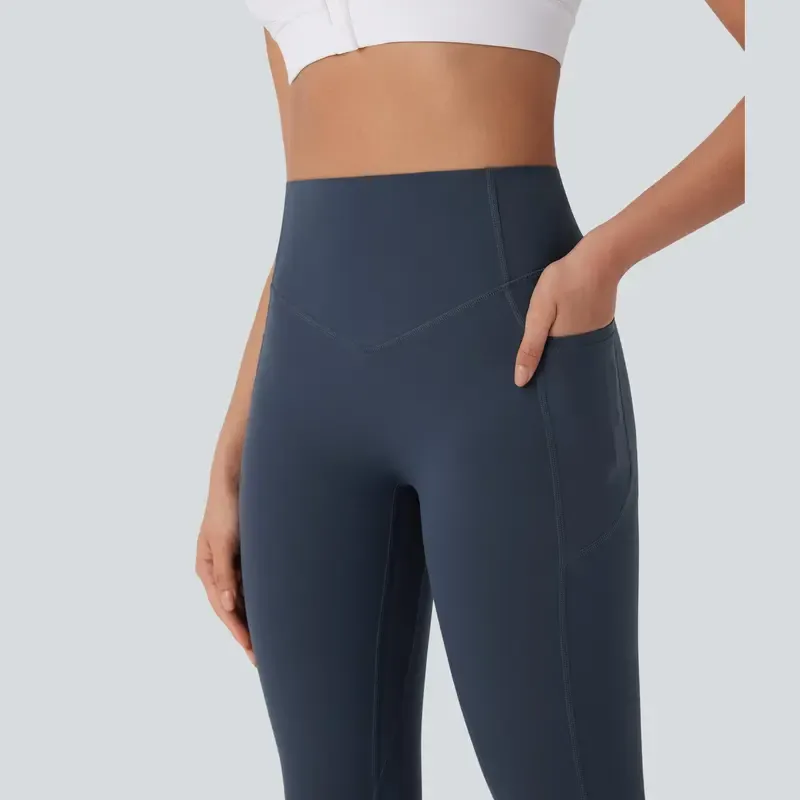 Women's UltraSculpt SoCinched High Waisted Tummy Control Butt Lifting Ruched Side Pocket Shaping Yoga Leggings