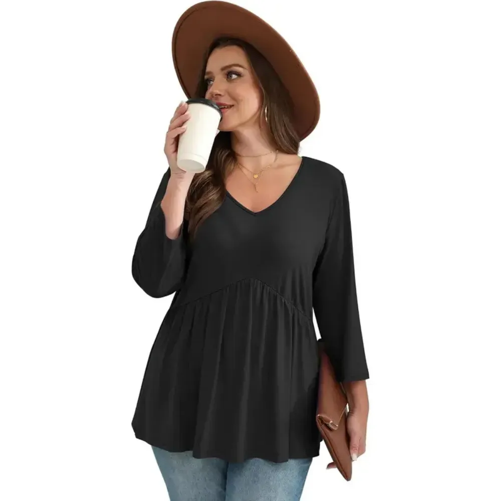 Women's Sleeve V-Neck Blouse