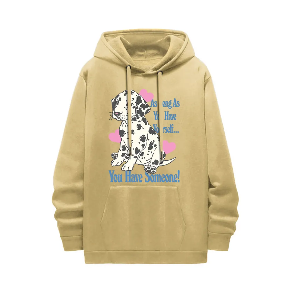 Dalmatian Print Gray Hoodie With Heart Accents