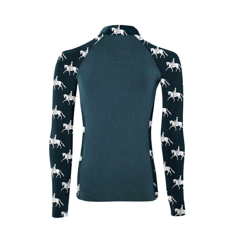 Women's Riding Style Horses Print Long Sleeve Splicing Casual Shirt