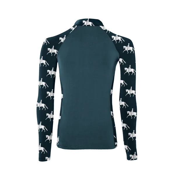 Women's Riding Style Horses Print Long Sleeve Splicing Casual Shirt