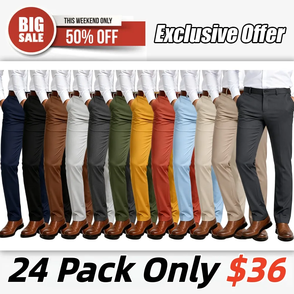 🔥 Men's Flex Stretch Slim Fit Pants | Casual Dress Pants (As low as $1.50 each!)