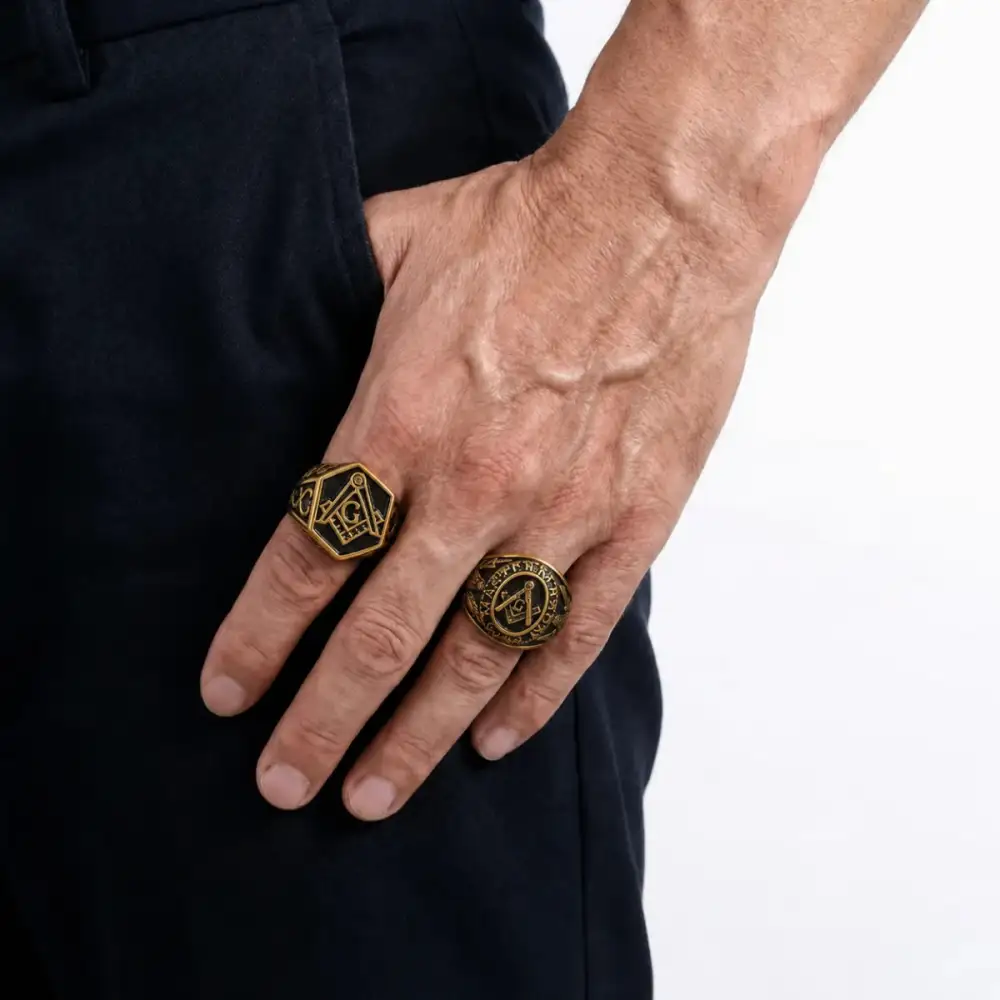 Men's Hexagon Masonic Ring