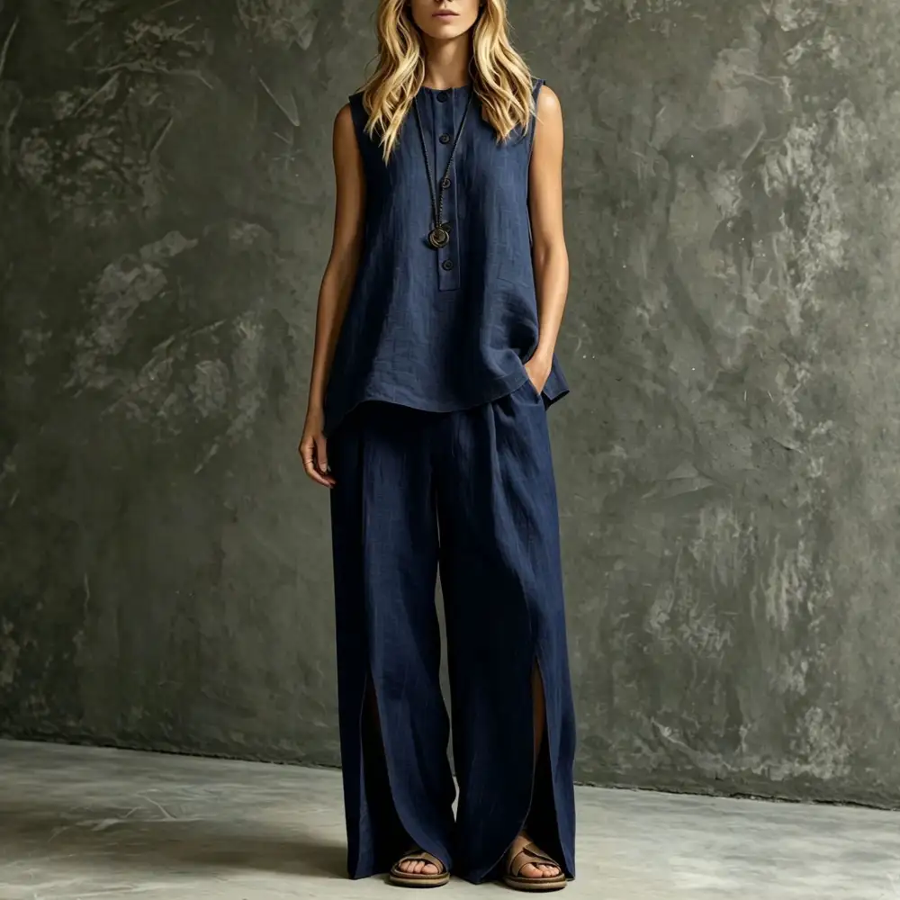 Classic Wide-Leg Sleeveless Women's Matching Set