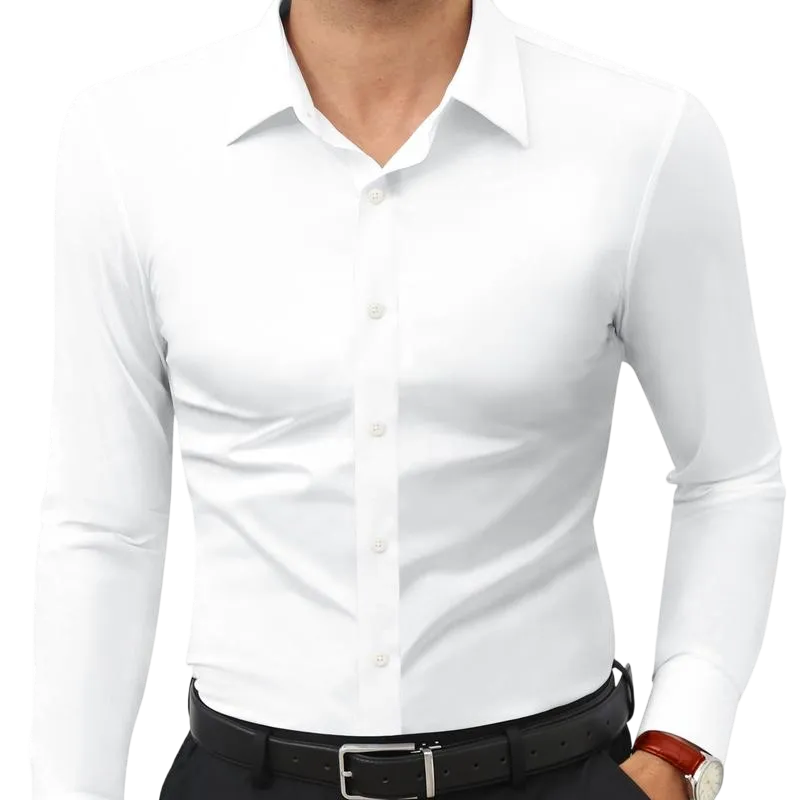 Men's quick-drying, breathable, wrinkle-resistant, slim-fit, super stretch shirt