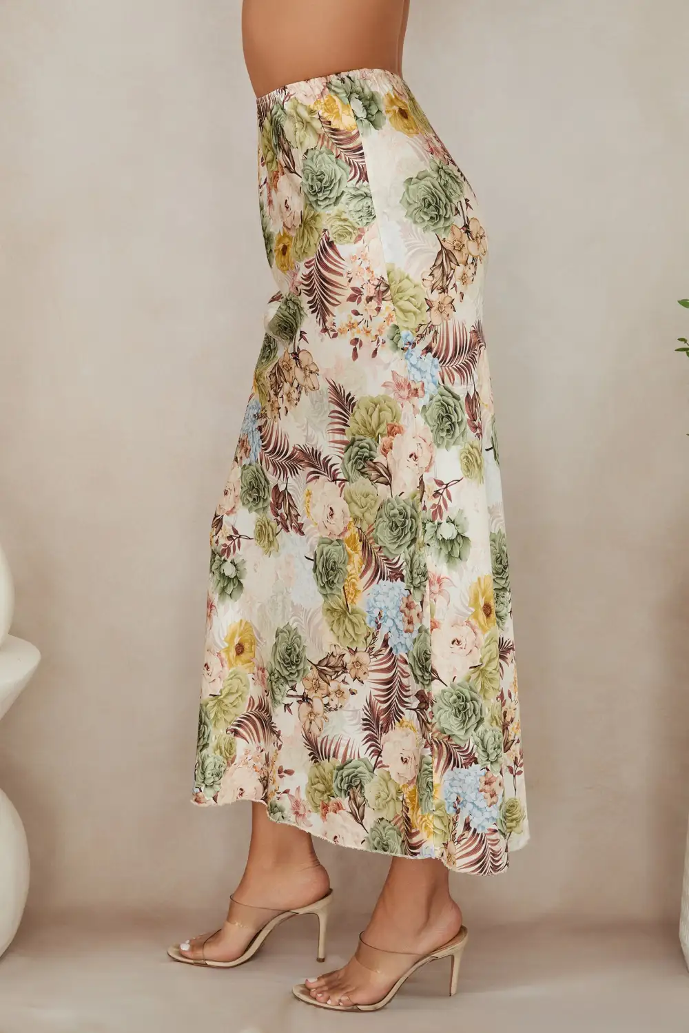 Refined Silky Floral Maxi Skirt