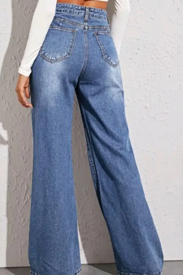 Tiered V Neck Denim Jeans