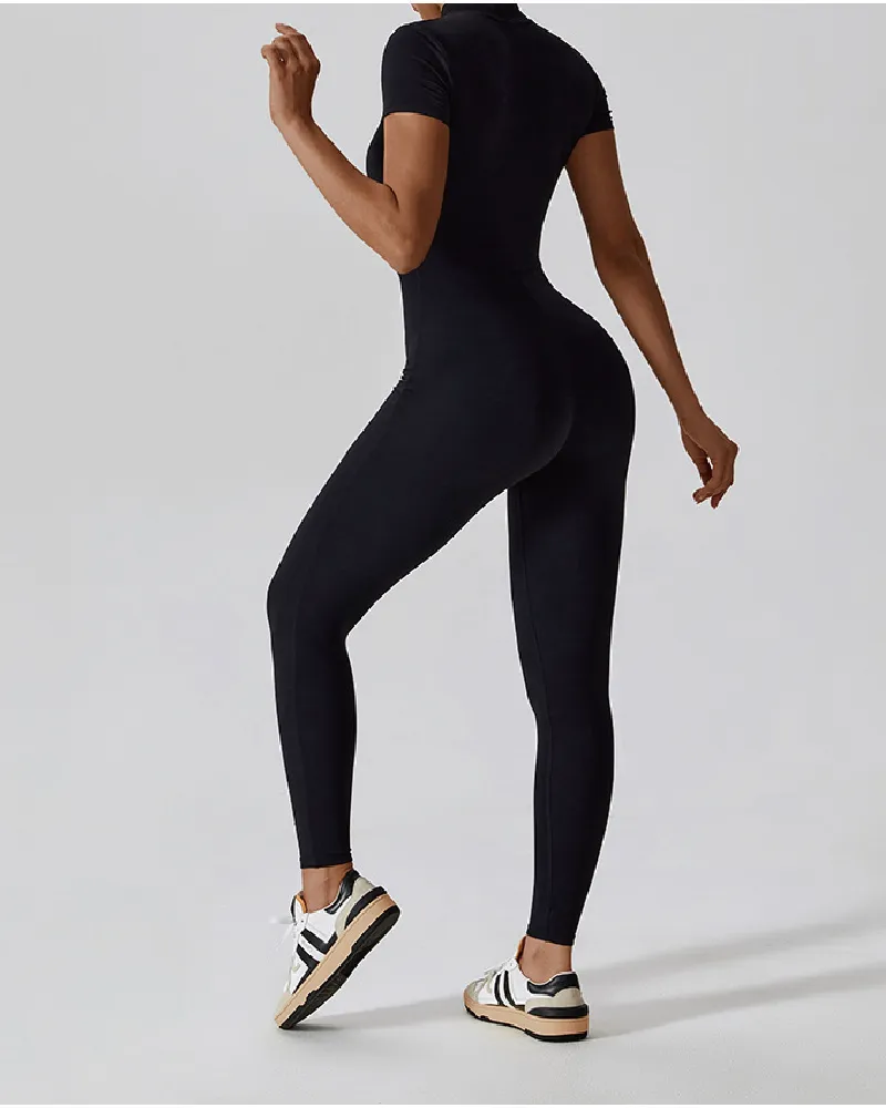 Mock Neck Zip Front Jumpsuit