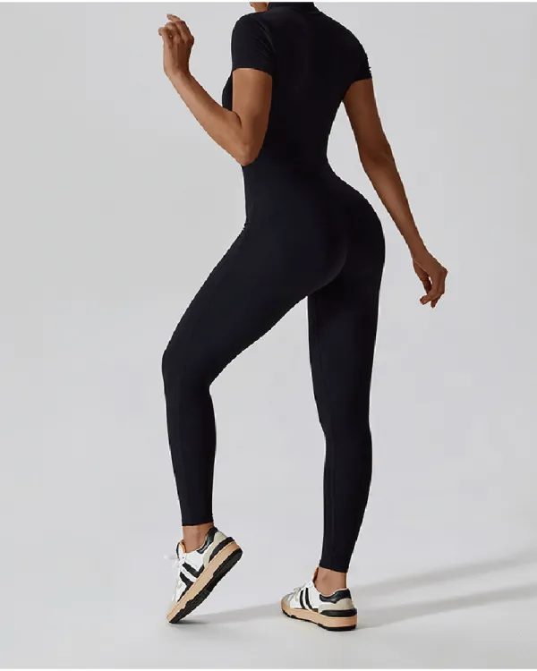 Mock Neck Zip Front Jumpsuit