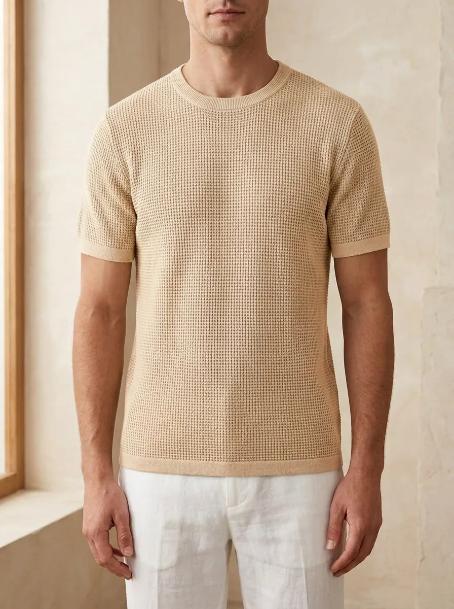 Classic Clean-Line Men's Knit Crew-Neck T-Shirt