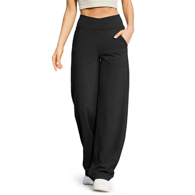 Women’s High-Waist Wide-Leg Yoga Pants – Petite to Tall with Pockets