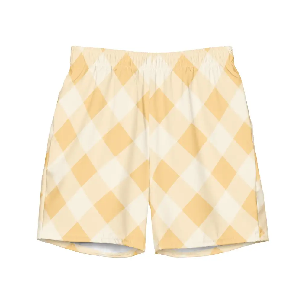 Quick Dry Gingham Swim Trunks