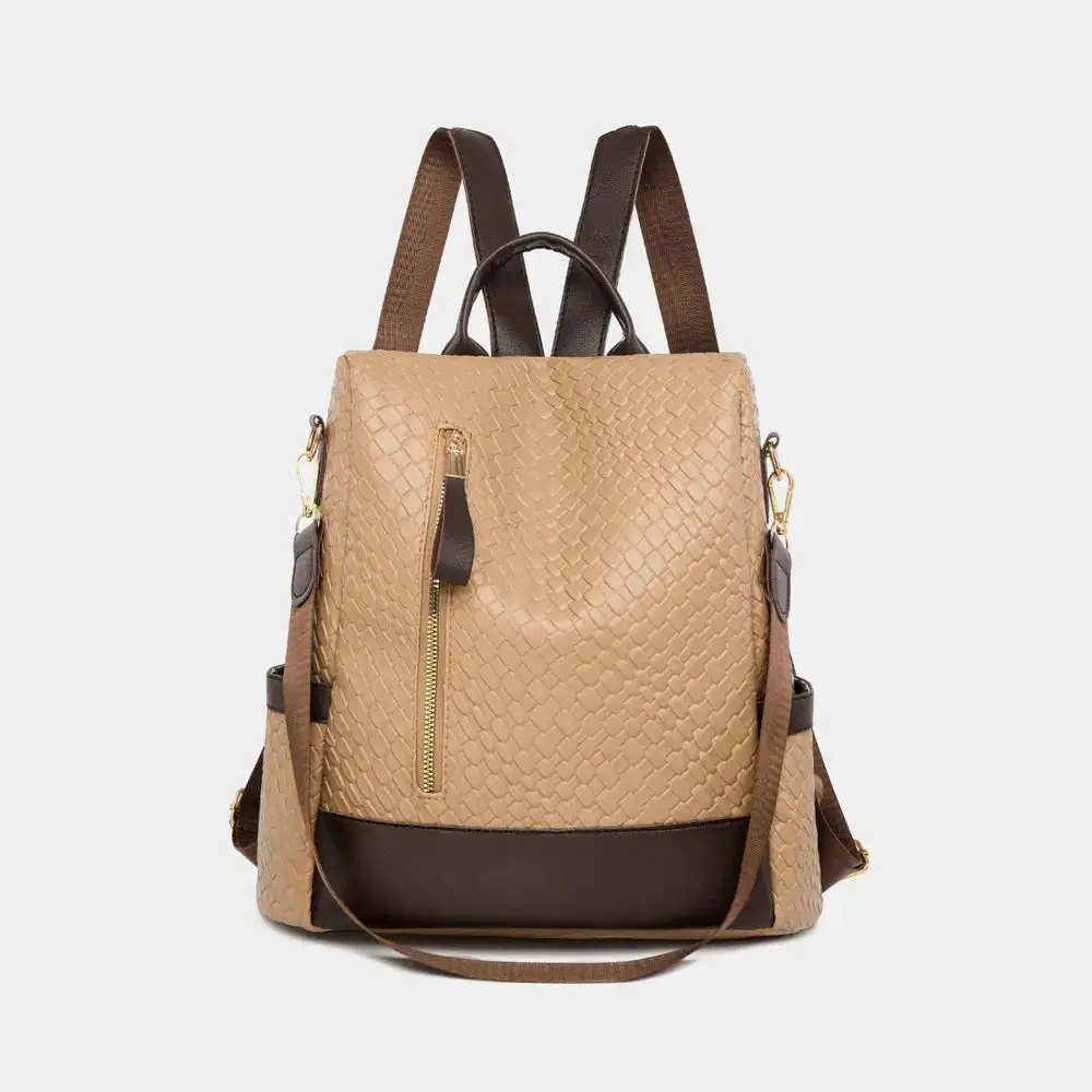 Faux Leather Backpack Camping Bag