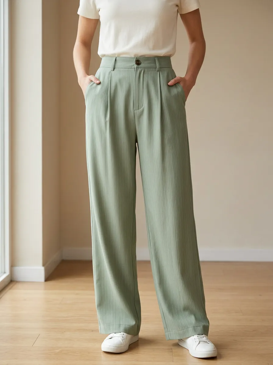 Women's Casual Pinstriped Print Trousers
