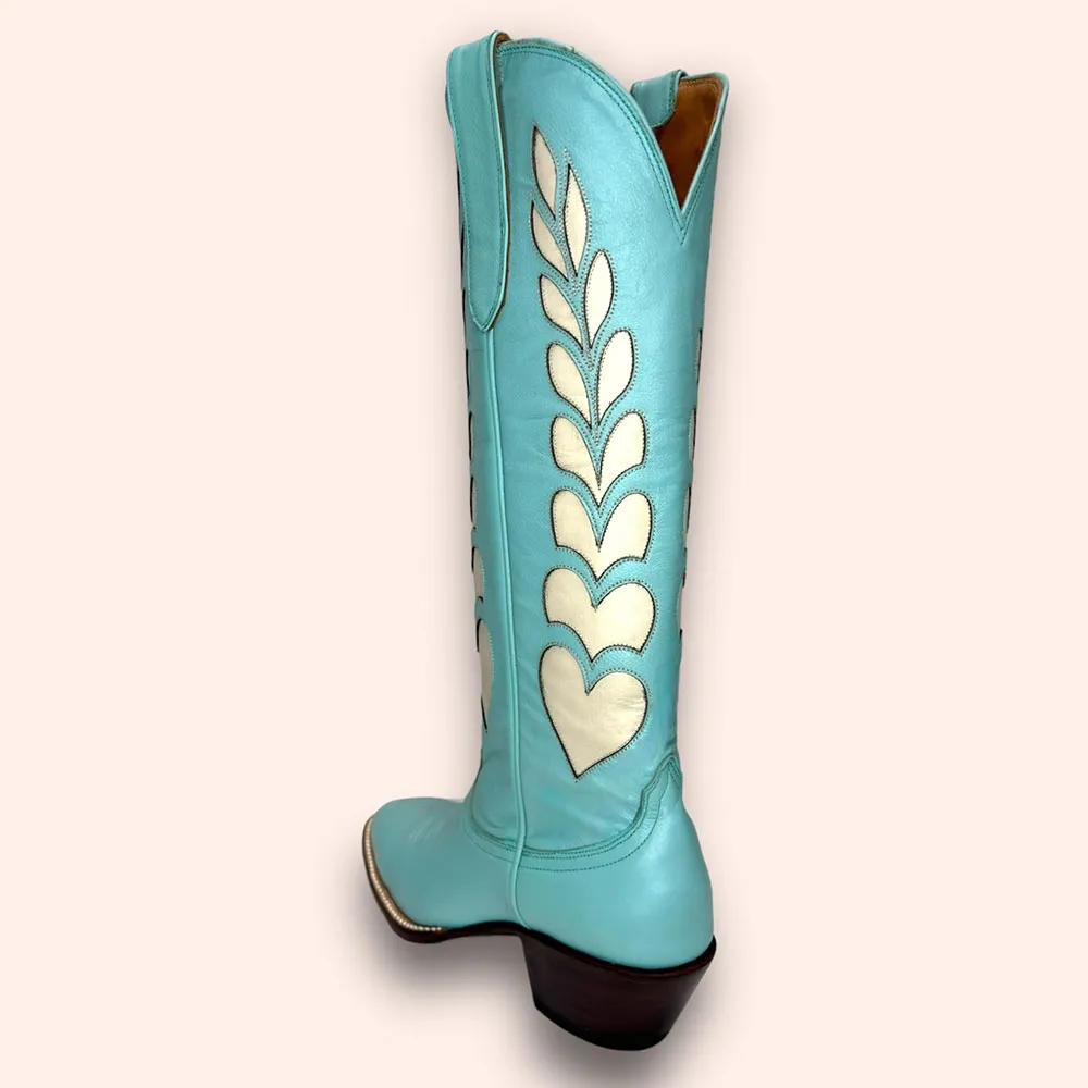 Faux-Leather Round-Toe Chunky-Heel Platform Knee-High Boots