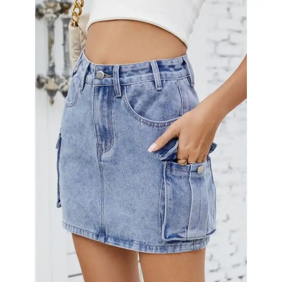 Cargo Denim Skirt