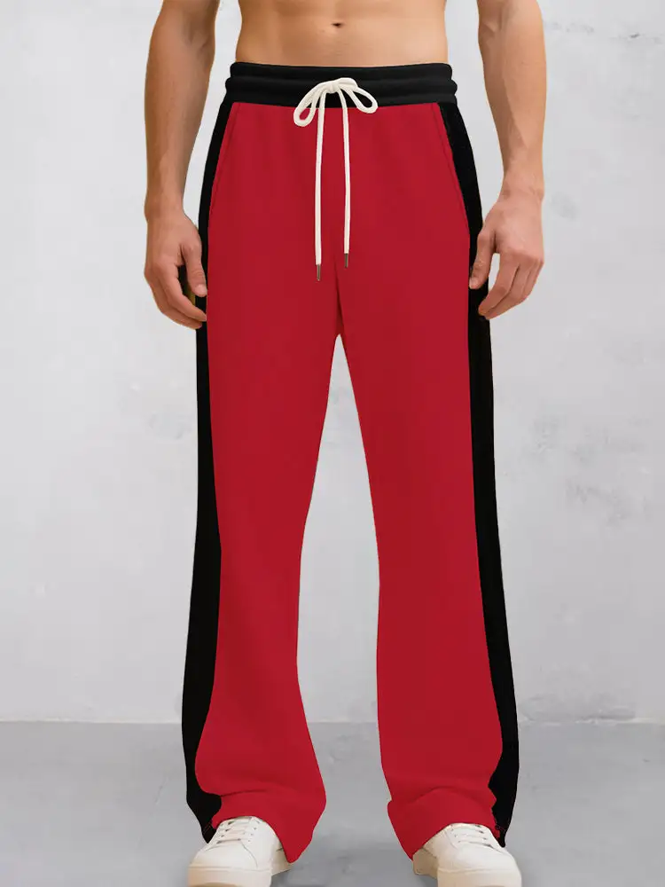 Casual Contrast Color Drawstring Jogger Pants