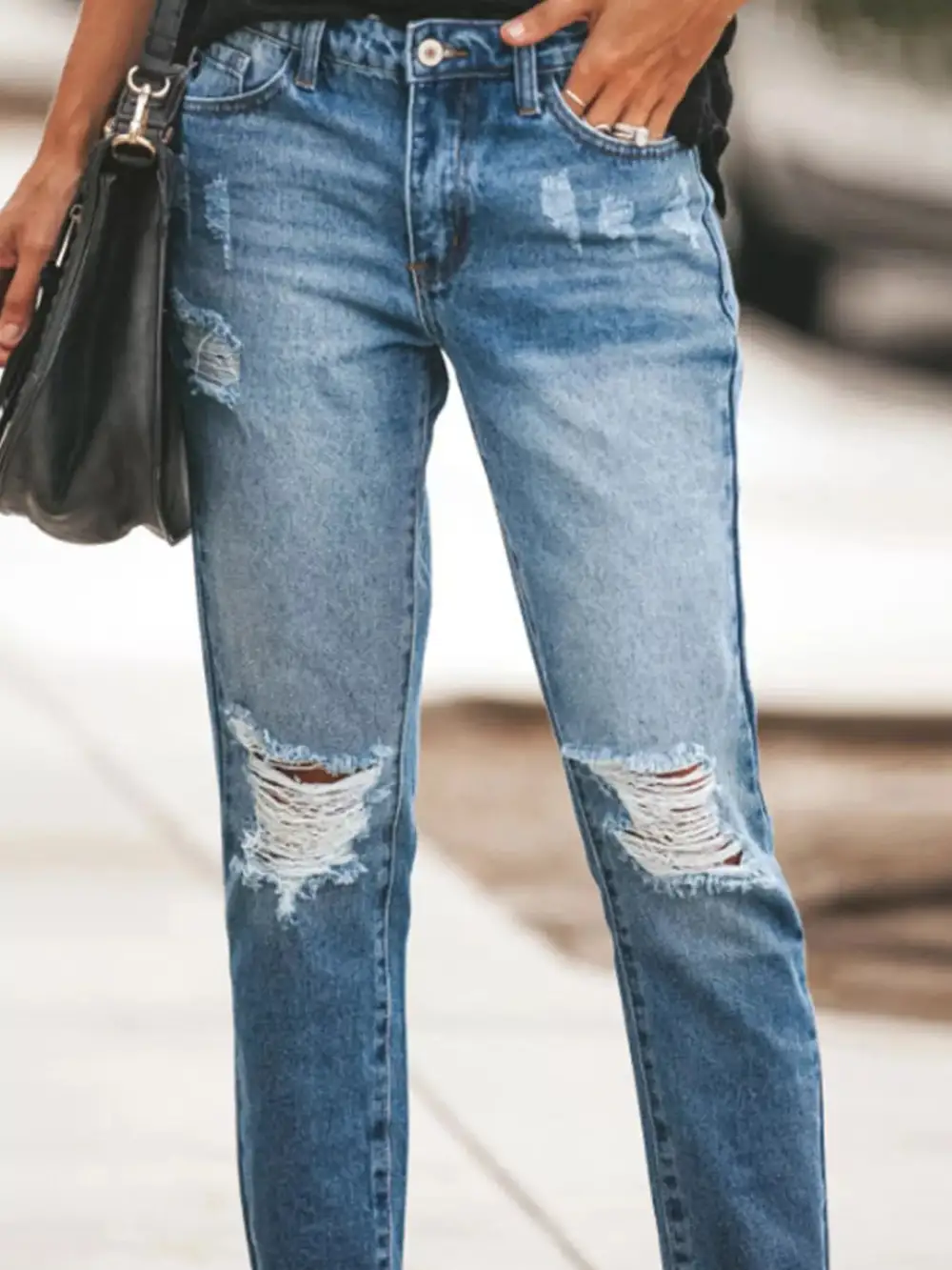 Clean Distressed Denim Jeans