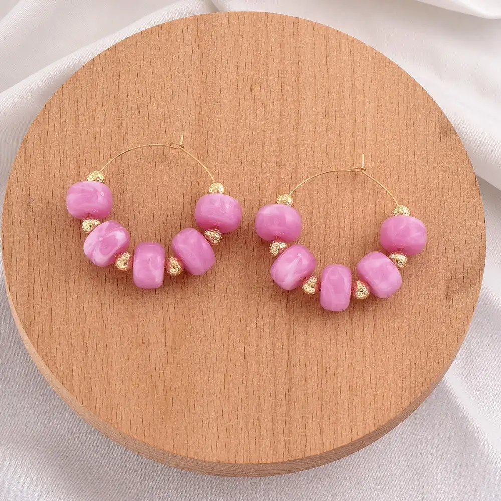 Boho Resin Beaded Hoop arrings