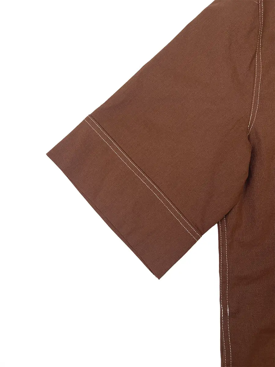 Losse Jumpsuits Met Korte Mouwen Zakken Effen Kleur