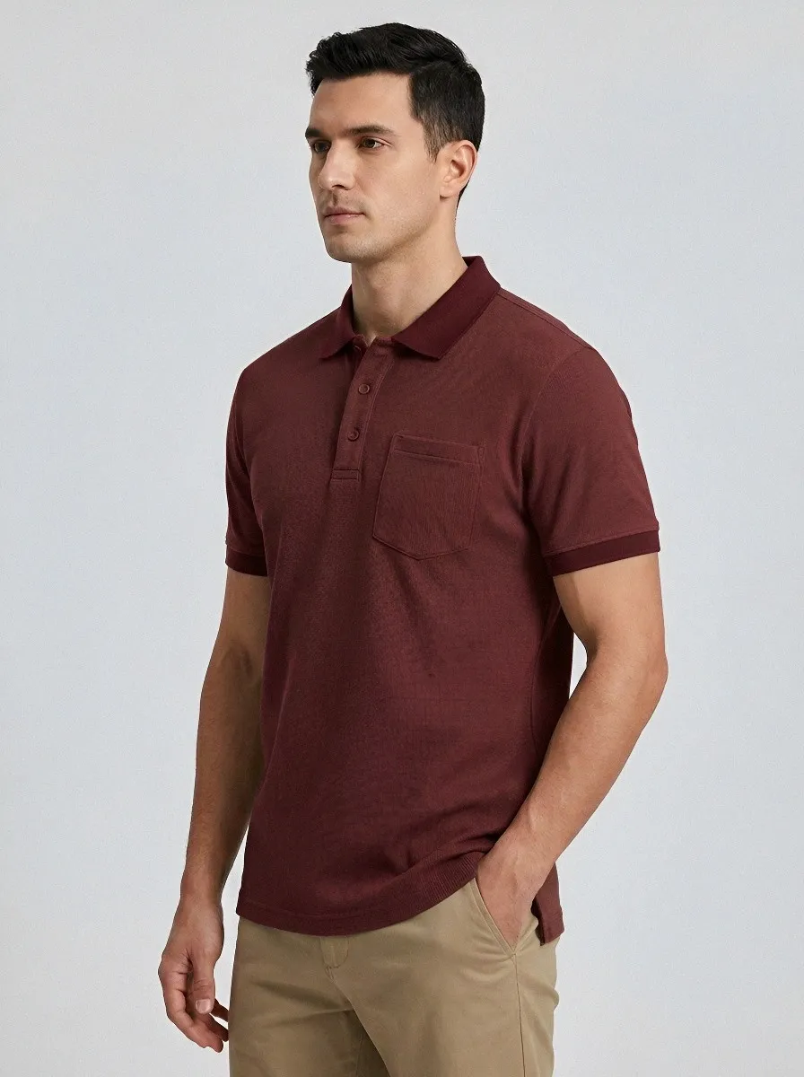 Women's Pocket Waffle-Knit Polo Shirt