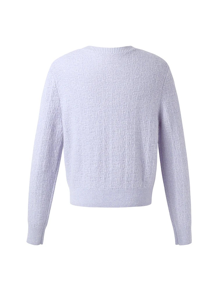 Wool Blend Round Neck Sequins Women Cardigan