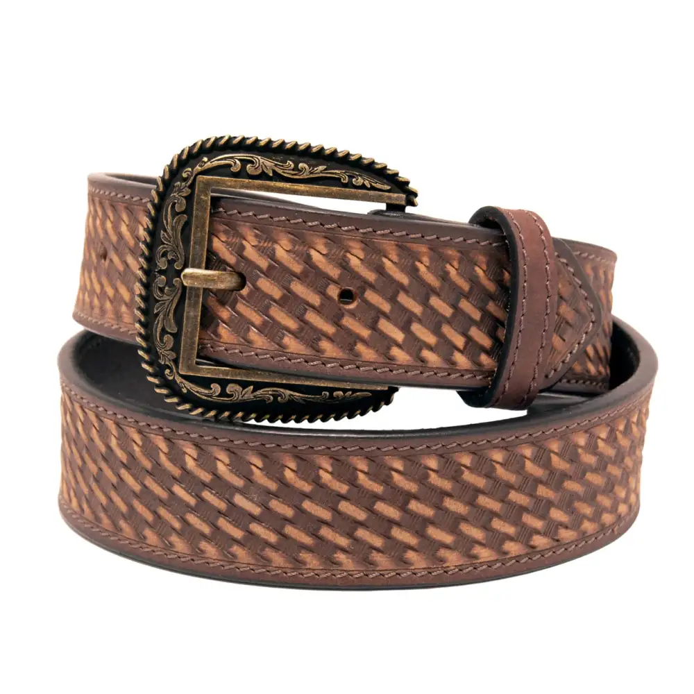 Basketweave Top Grain Leather Western Belt