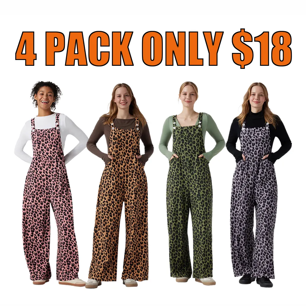 🔥Leopard Print Casual Overalls (With Pockets)