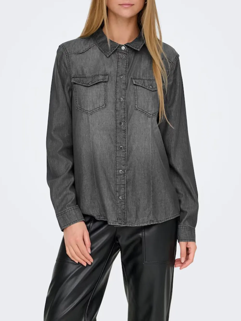 Breast Pocket Casual Style Blouse