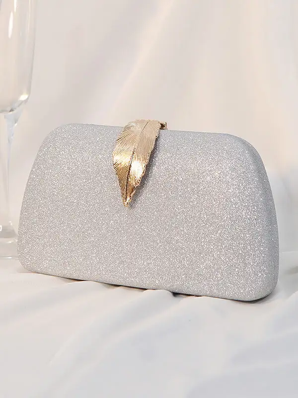 Leaf Motif Chain Clutch Bag