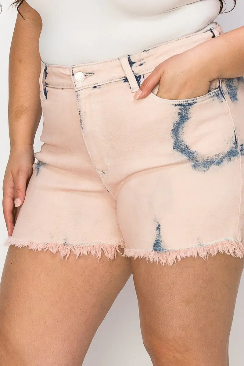 High Rise Mom Fit Frayed Hem Denim Shorts