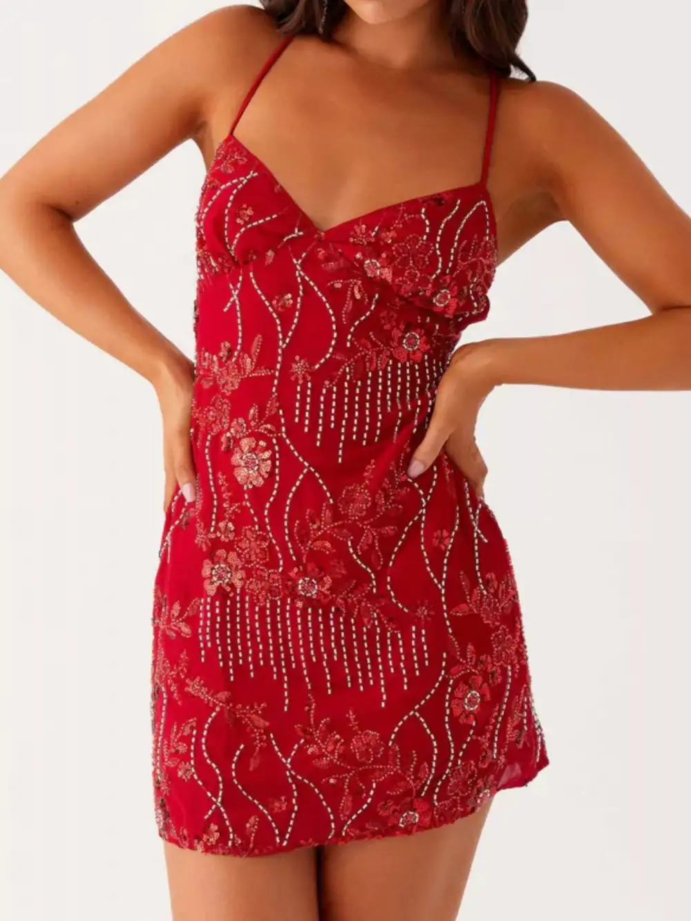 Drape Floral Mini Dress