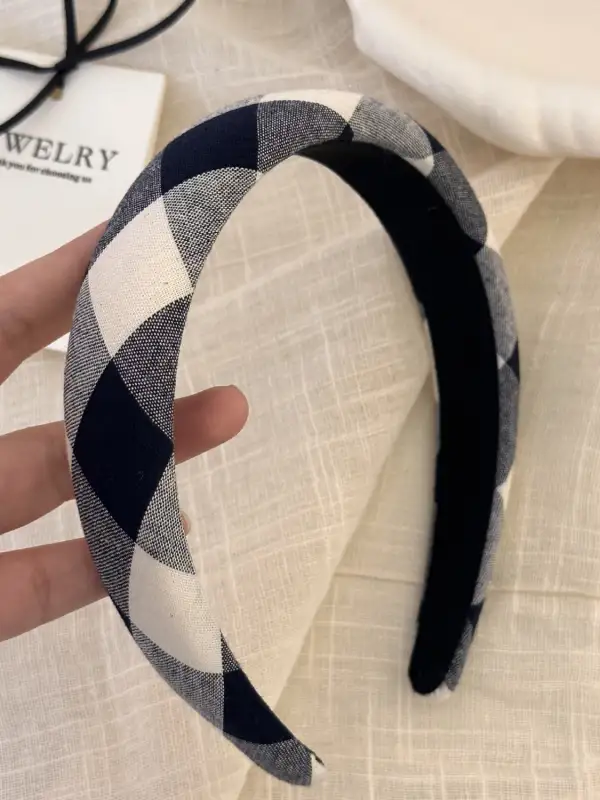 Wide Plaid Hair Headband