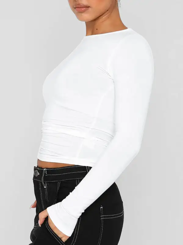 Long Sleeve Slim Fit Round Neck Everyday T-Shirt