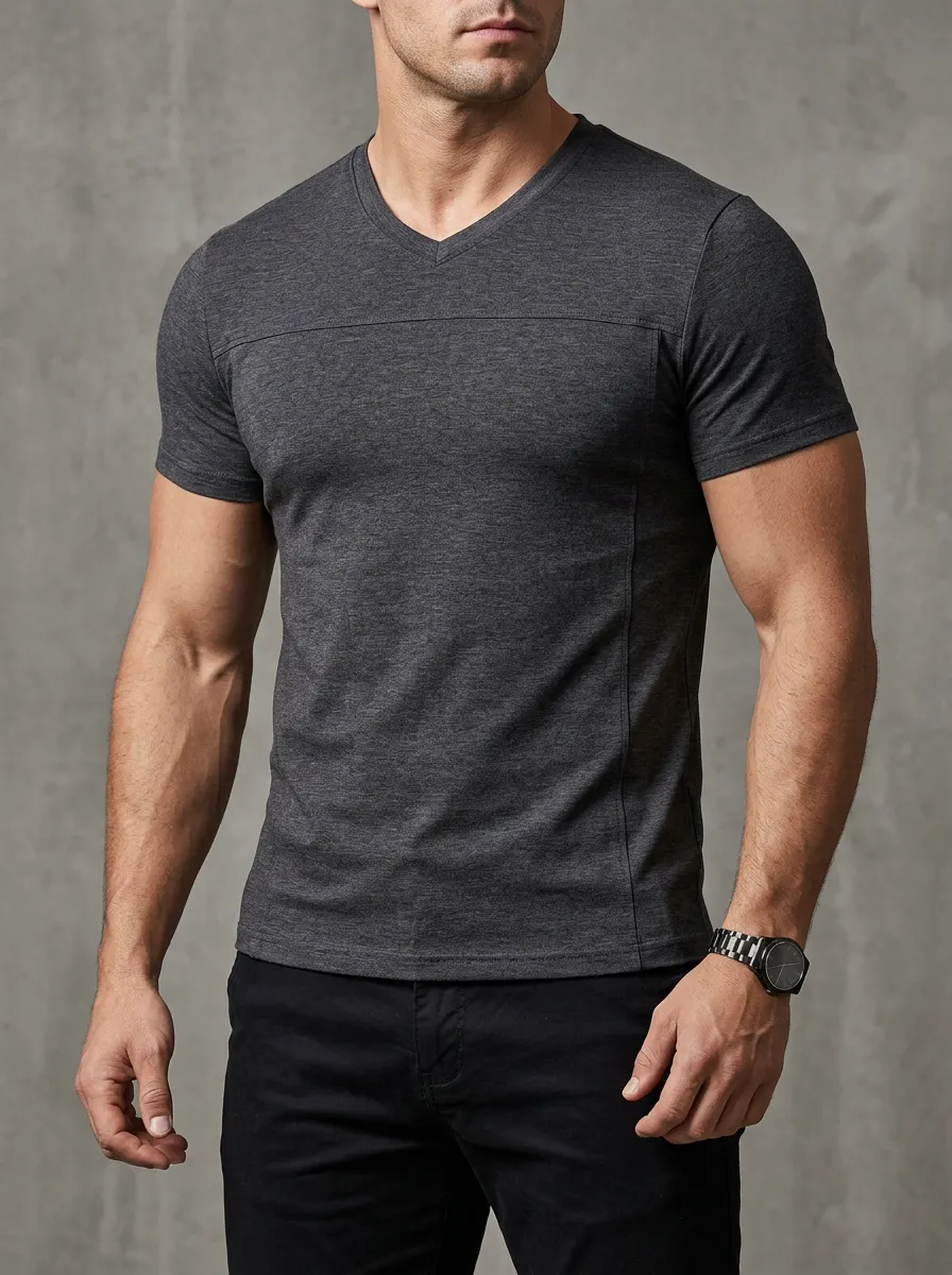 Men's Casual Slim Fit V-Neck T-Shirt