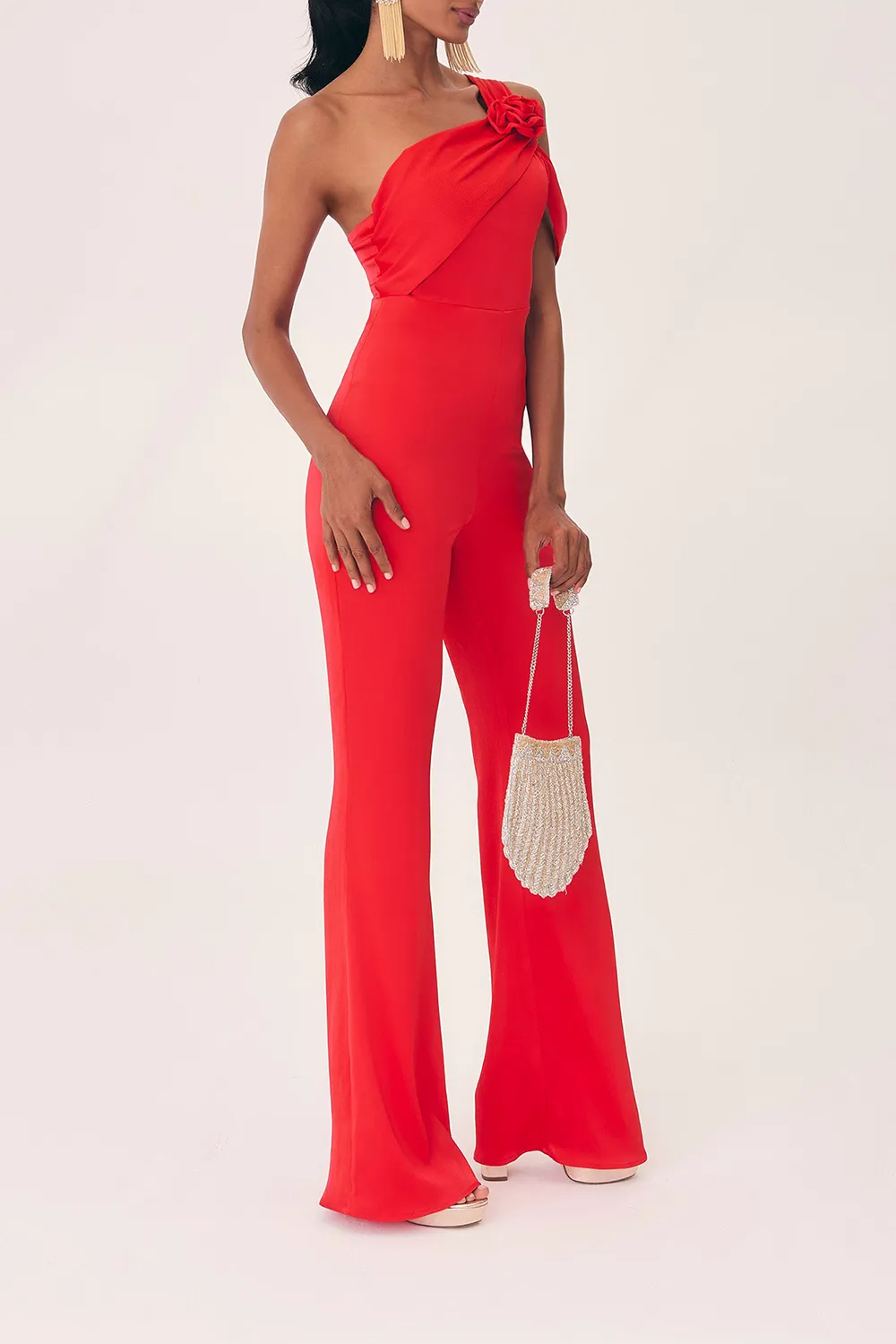 Women's Solid Floral Jumpsuit