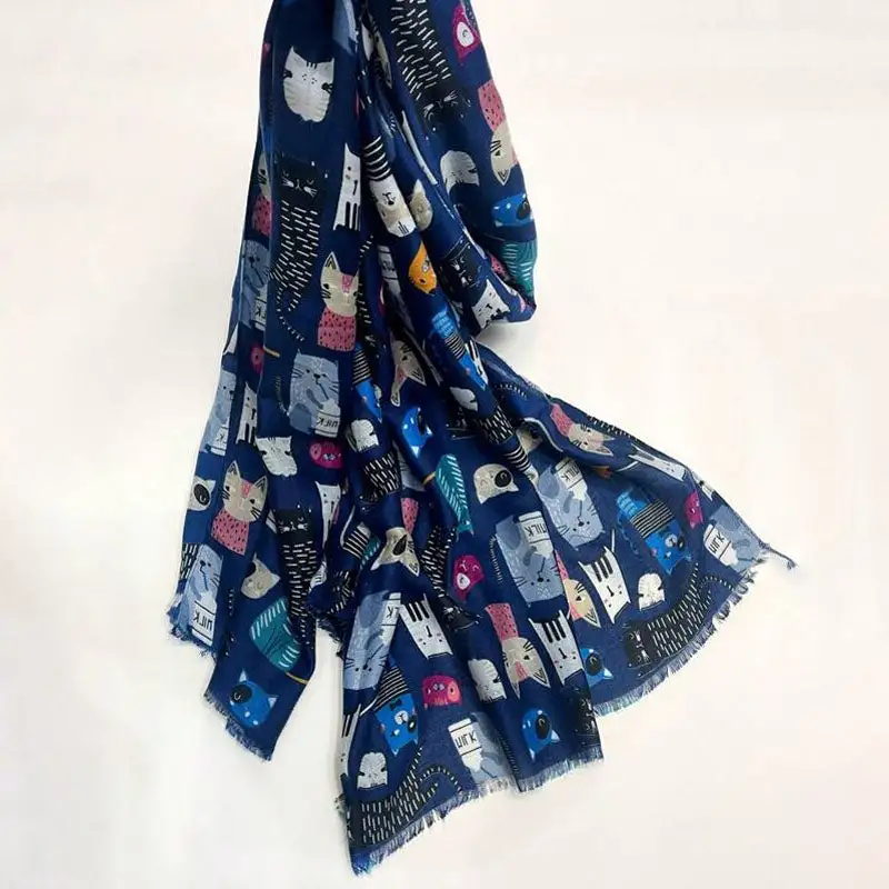 Playful Cat Print Scarf