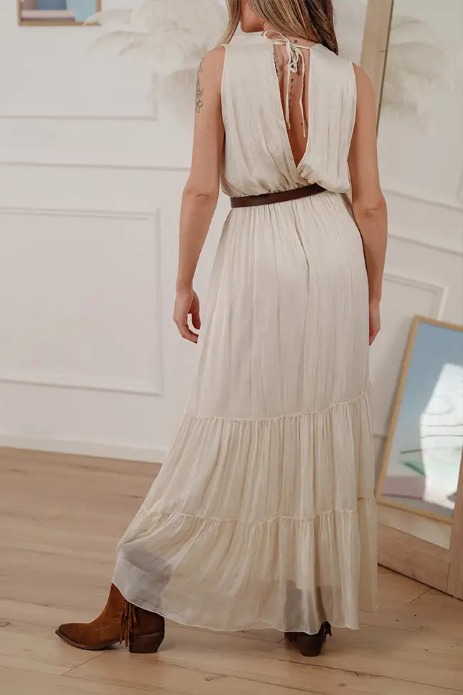 Refined Maxi V Neck Dress