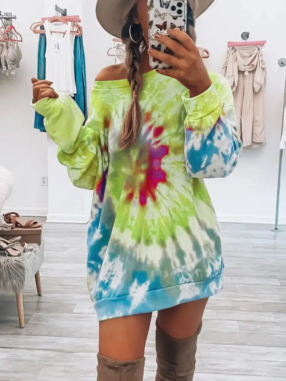 Crew Neck Long Sleeve Maxi Dress