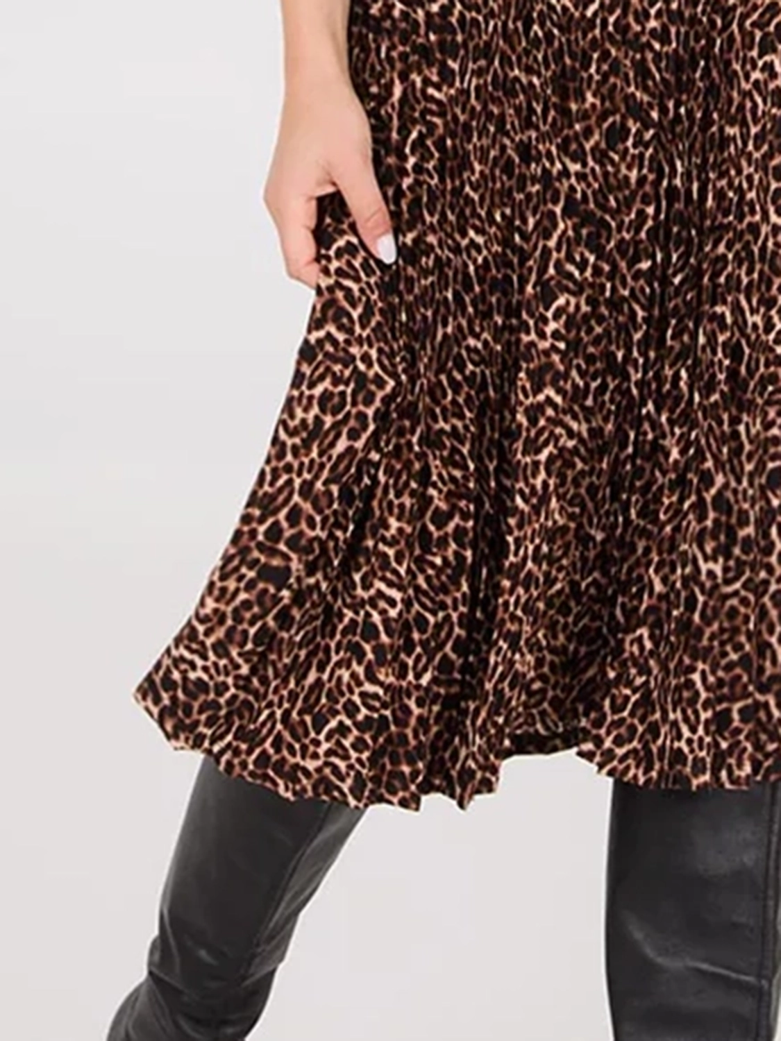 Leopard Print Belted Midi Dress