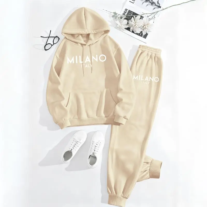 Women’s Milano City Print Hoodie & Track Pants Set – Trendy Fall/Winter Loungewear