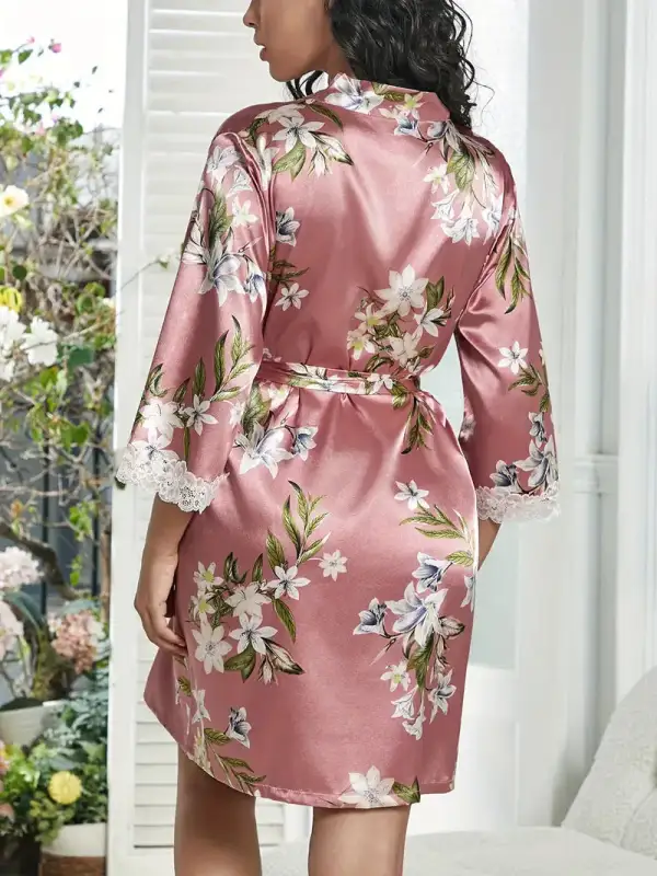 Floral Kimono Wrap Robe