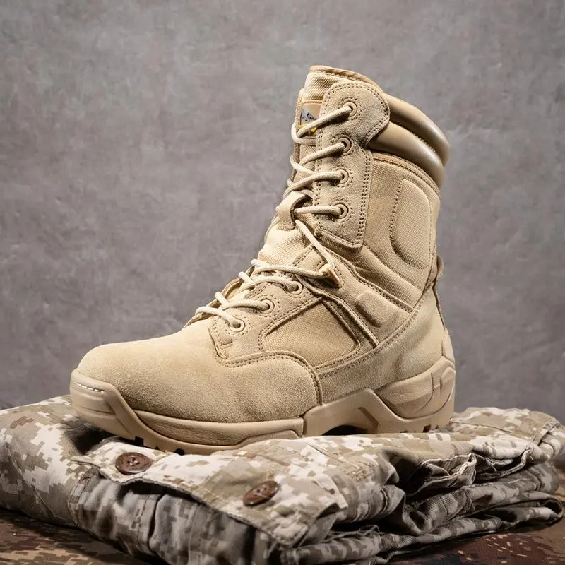 Men’s Tactical Research Leather Boots – Breathable, Durable & Non-Slip Work Footwear