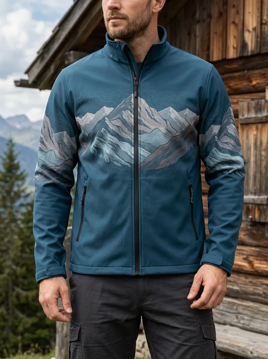 Men's Outdoor Hiking Mountain Topographic Rugged Escape Jacket