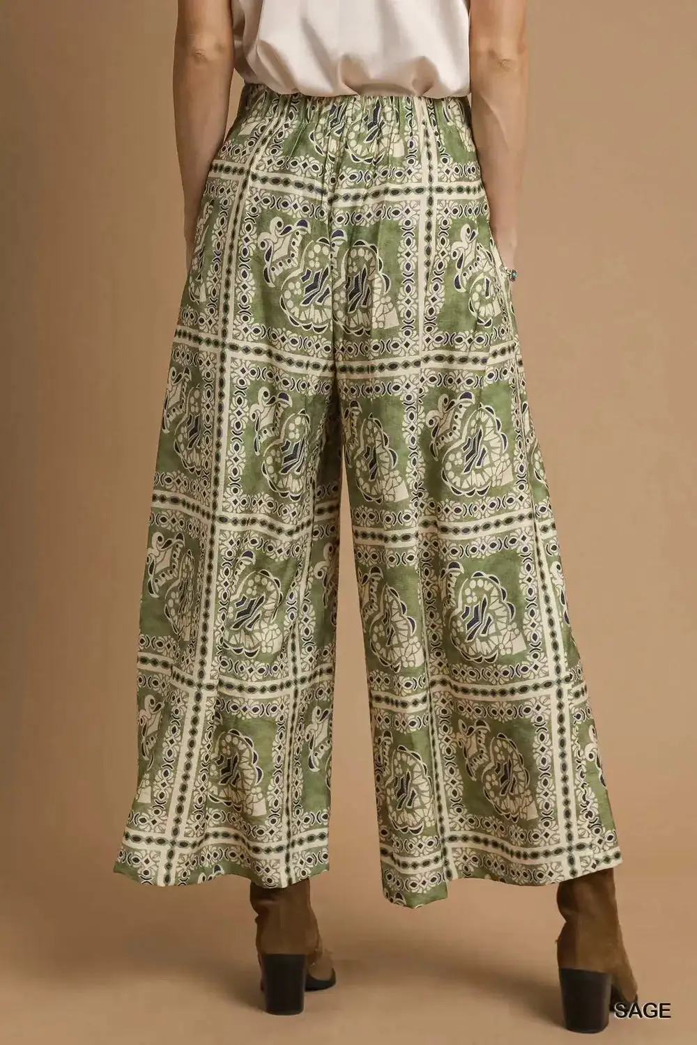 Bohemian Print Pants With Pocket
