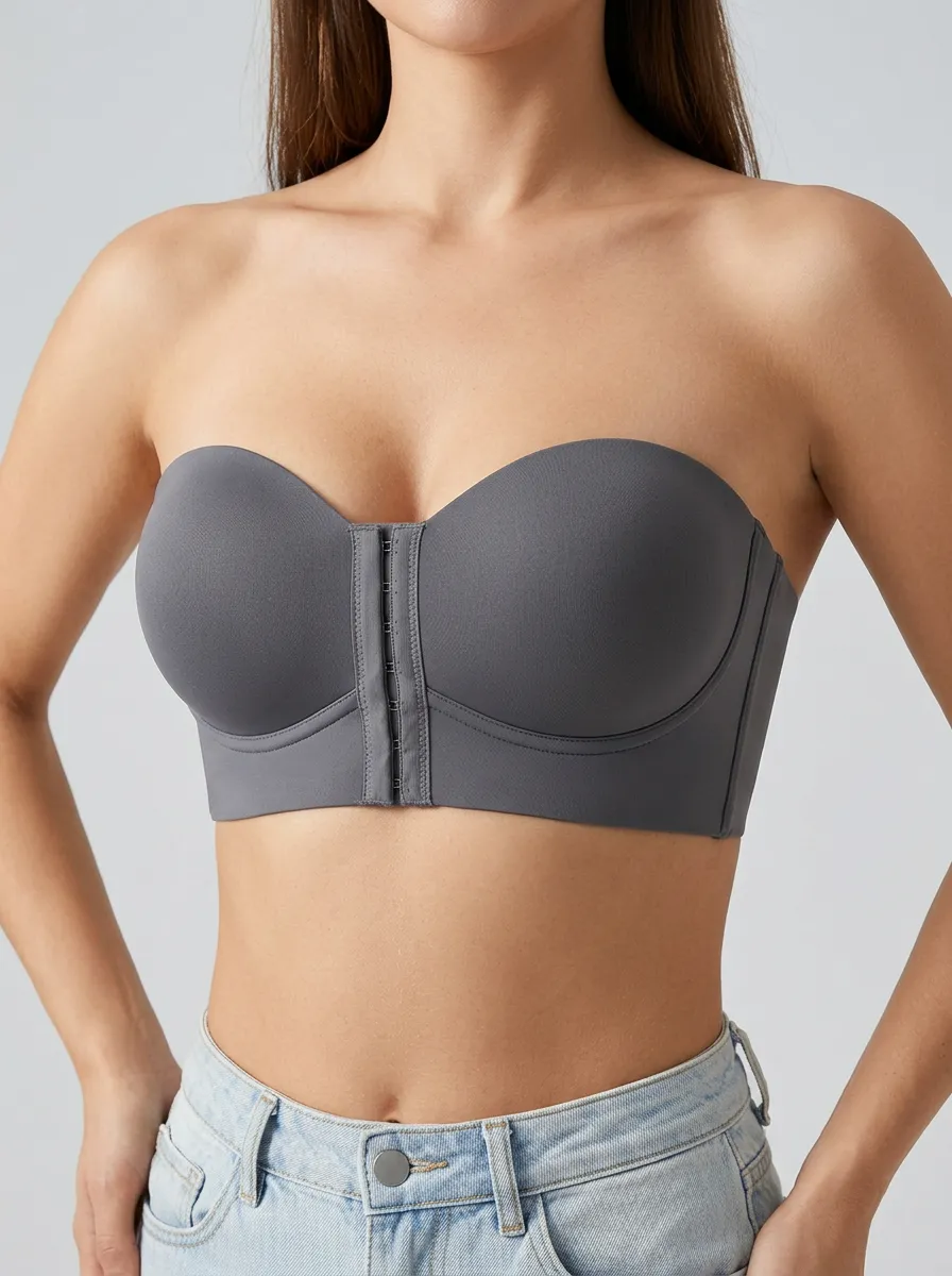 Women's Bandeau-Style Structured-Cup Front-Closure Strapless Bra