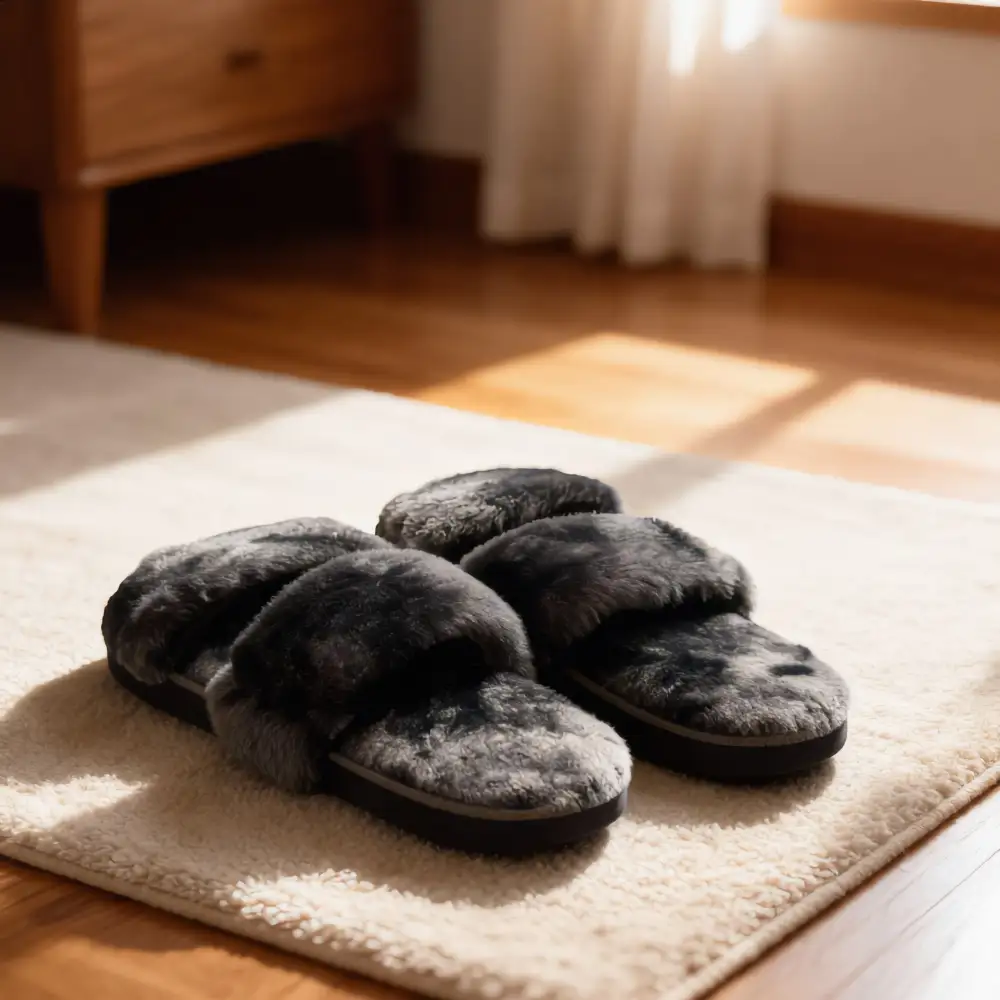 Dark Fuzzy Slippers