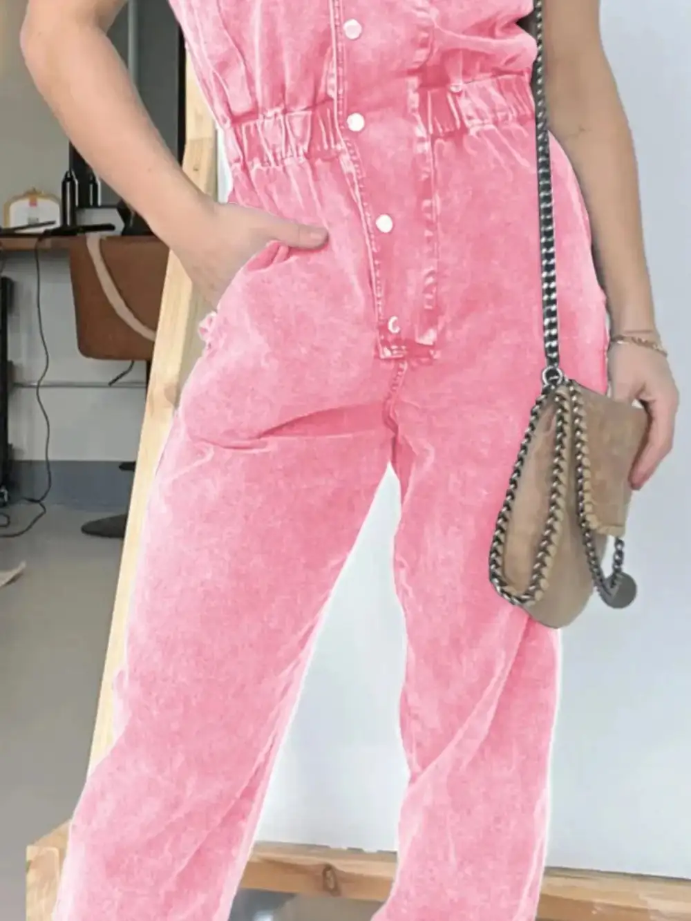 Plus Size Button Front Cap Sleeve Accessory