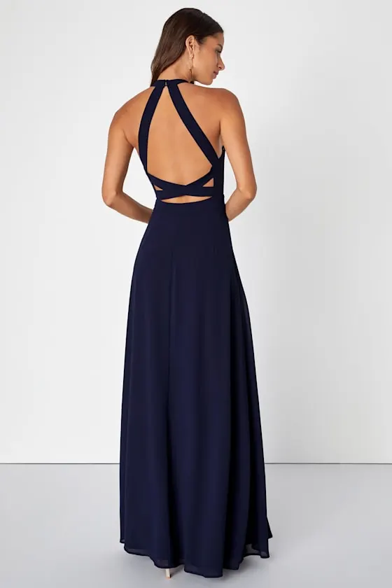 Confidently Charismatic Emerald Backless Halter Maxi Dress