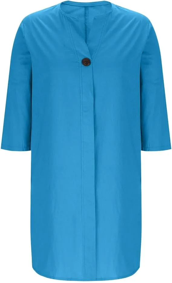 Women'S Solid Color Casual Cotton And Linen Dress-5-PACK